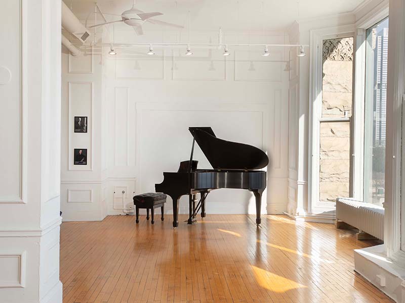 The studio's piano